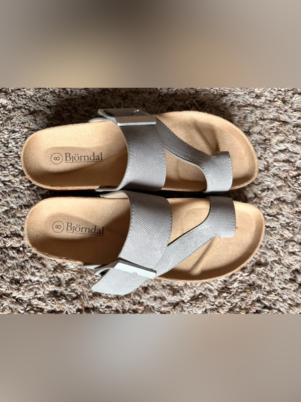 Bjorndal Light Gray Textured Slide Sandals